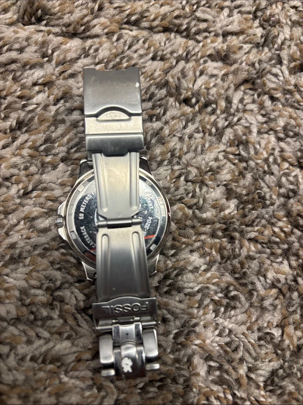 Fossil Silver Watch with Bright Yellow Dial